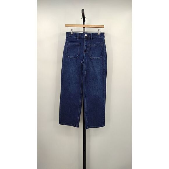 Quince Denim - Quince Bella Stretch Patch Pocket Wide Leg Jeans Midnight Blue 26